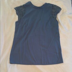 Elegant Blue Lace Sleeve Women's Top